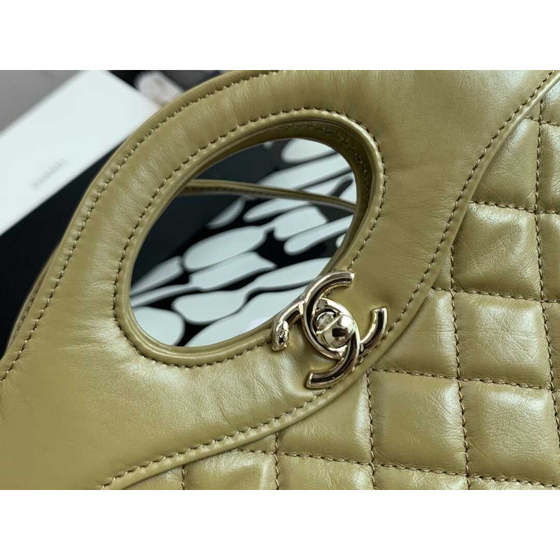 Ch*el mini shopping bag olive green