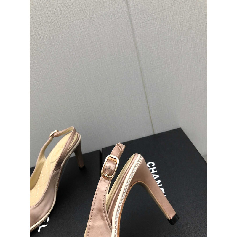 ch*el sling-back satin &Di*m*nd light pink