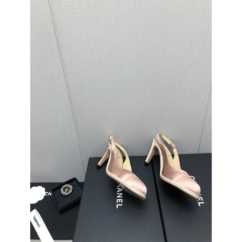 ch*el sling-back satin &Di*m*nd light pink