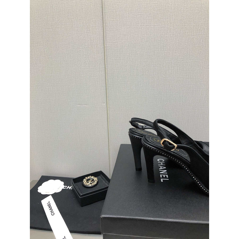 ch*el sling-back satin &Di*m*nd black