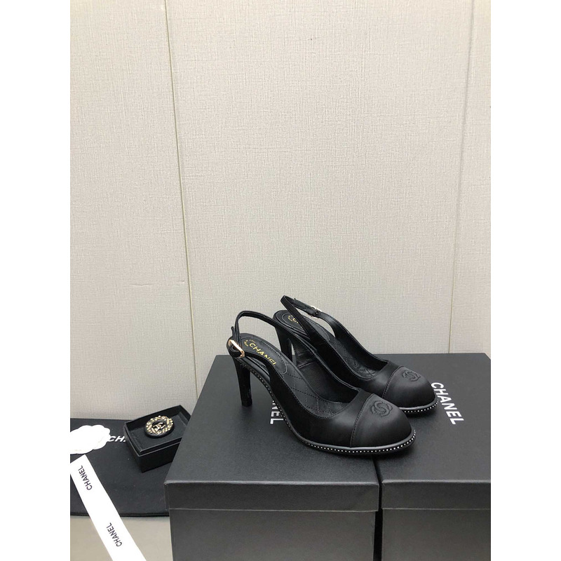 ch*el sling-back satin &Di*m*nd black