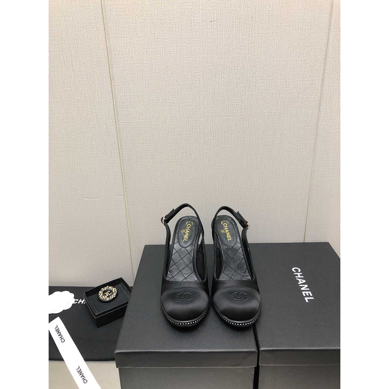 ch*el sling-back satin &Di*m*nd black