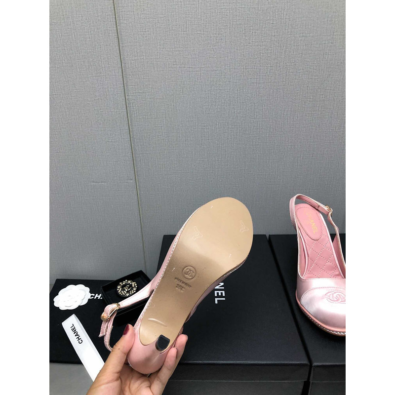 ch*el sling-back satin &Di*m*nd pink