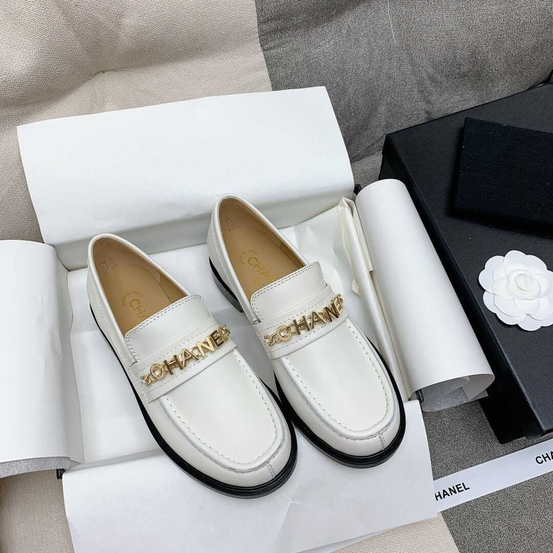 Ch*el casual shoes calfskin white