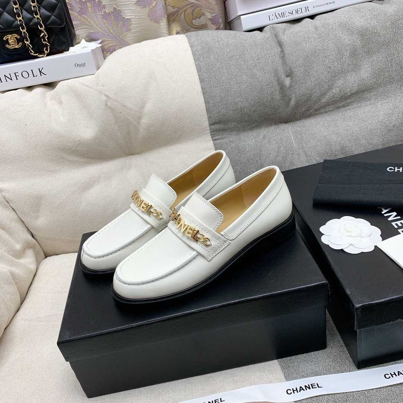 Ch*el casual shoes calfskin white