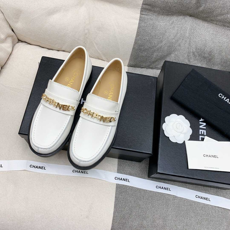 Ch*el casual shoes calfskin white