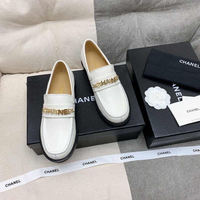 Ch*el casual shoes calfskin white