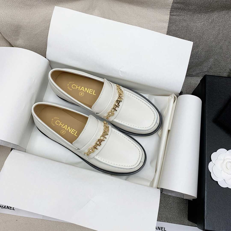 Ch*el casual shoes calfskin white