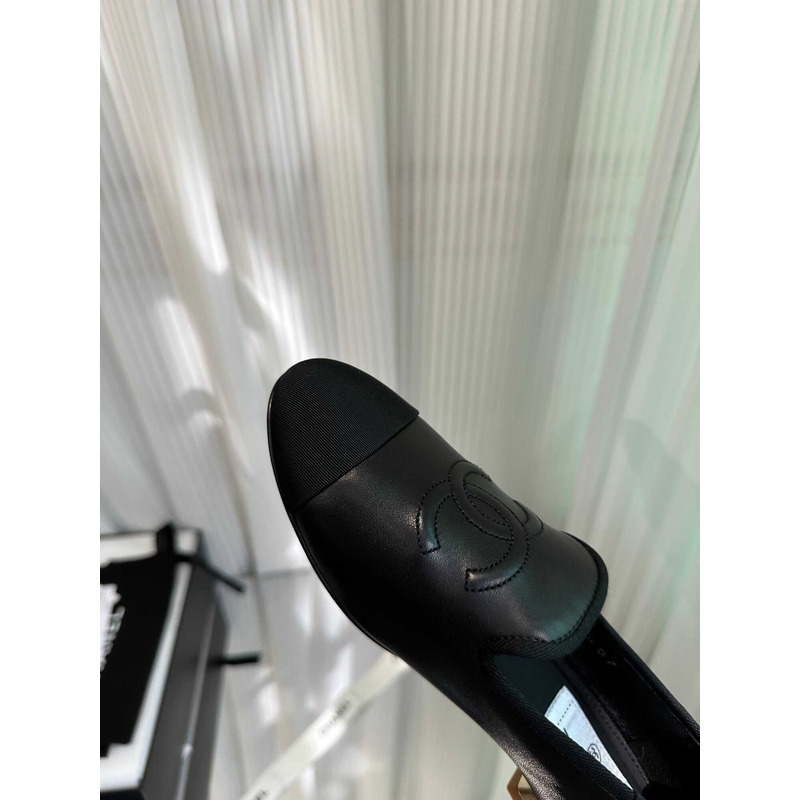 Ch*el cc lambskin loafters black