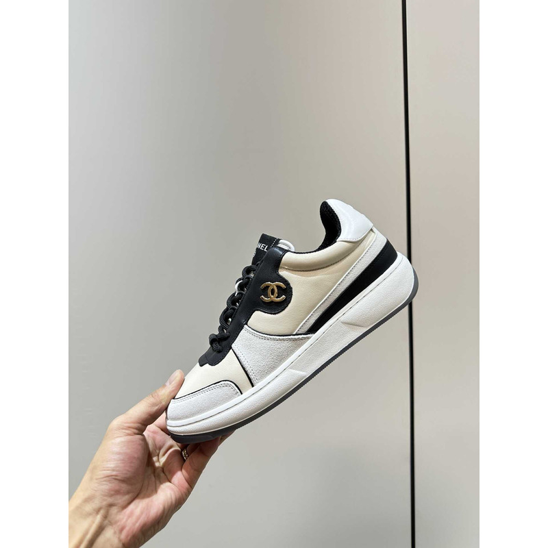 Ch*el sneakers lambskin & suede calfskin white,black,beige