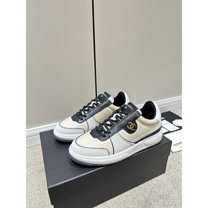 Ch*el sneakers lambskin & suede calfskin white,black,beige
