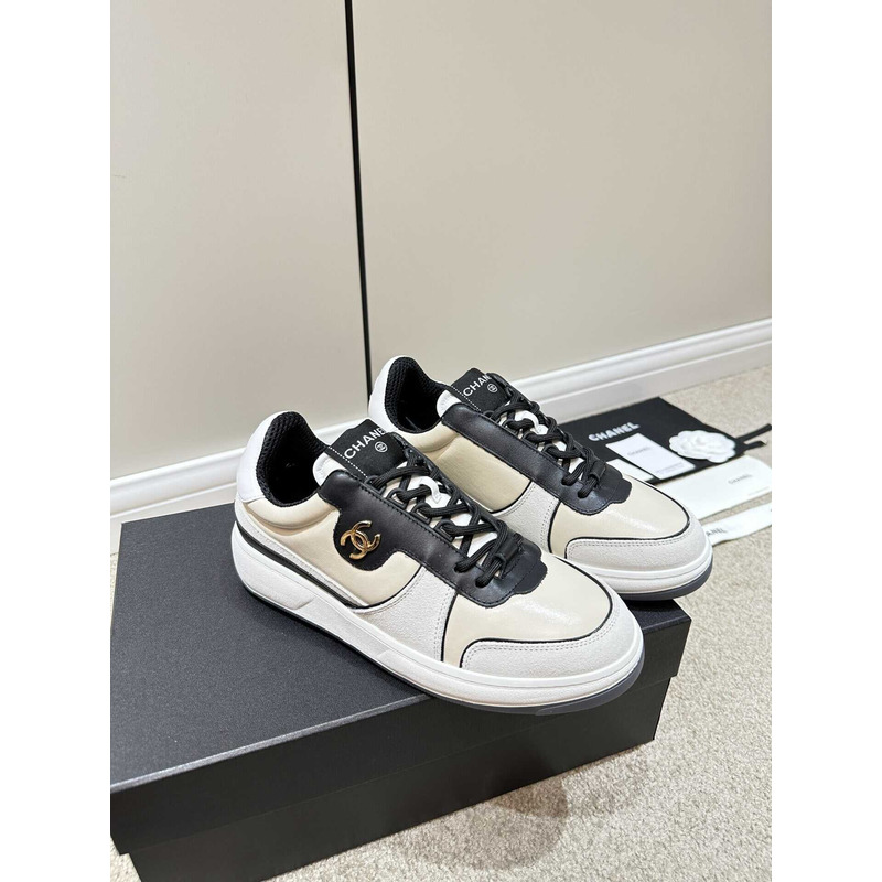 Ch*el sneakers lambskin & suede calfskin white,black,beige