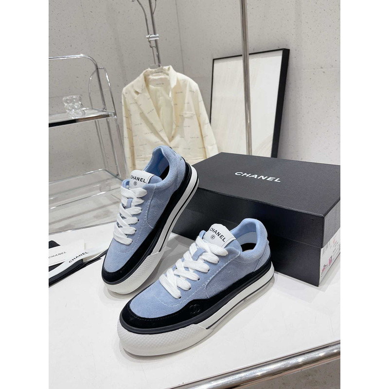 Ch*el velvet & suede calfskin black & blue