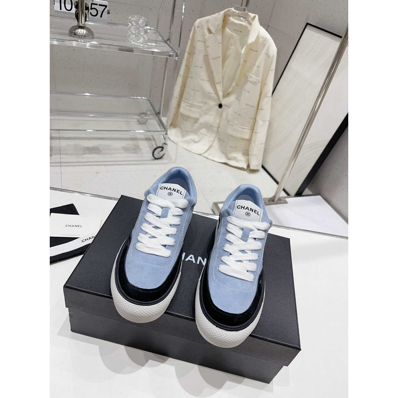 Ch*el velvet & suede calfskin black & blue