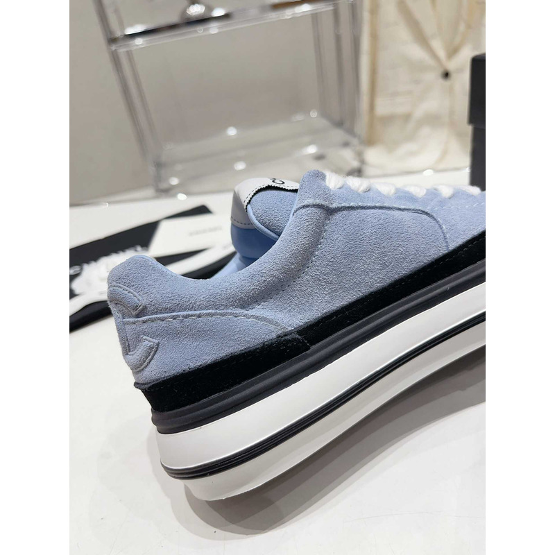 Ch*el velvet & suede calfskin black & blue