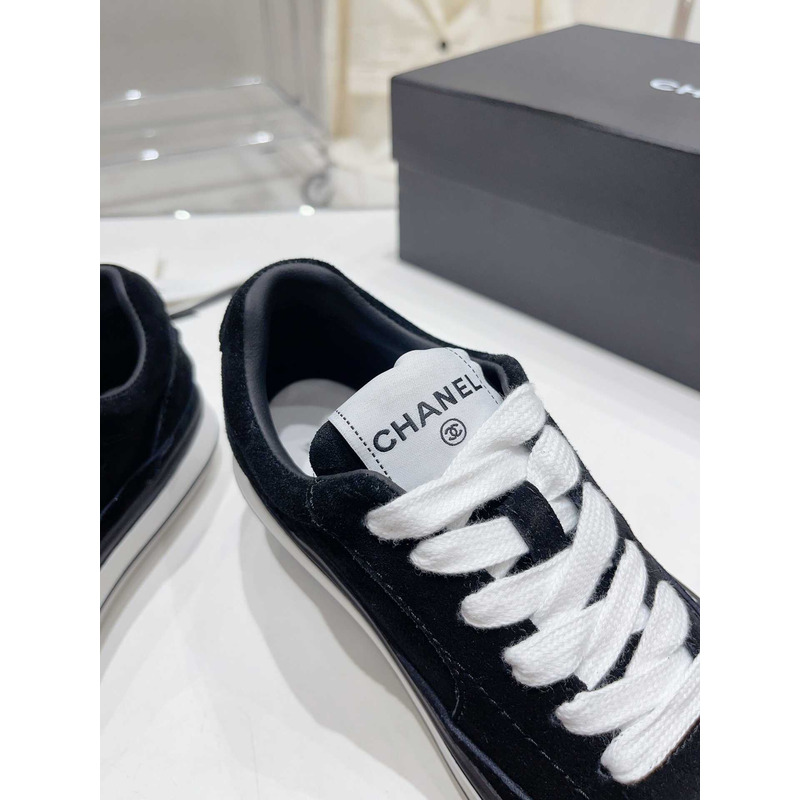 Ch*el velvet & suede calfskin black