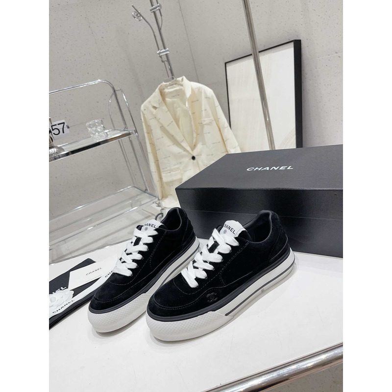 Ch*el velvet & suede calfskin black