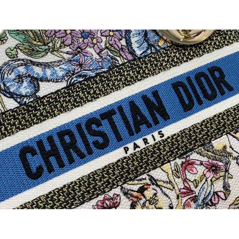 D*or medium lady d-lite bag d-constellation embroidery latte multicolor