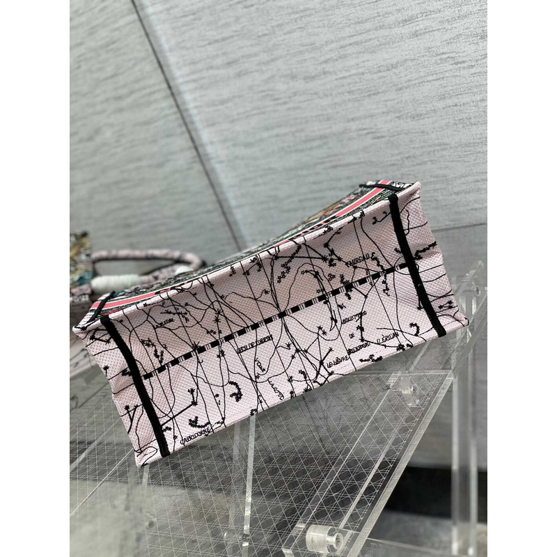 D*or canvas embroidered medium zodiac book tote latte multicolor