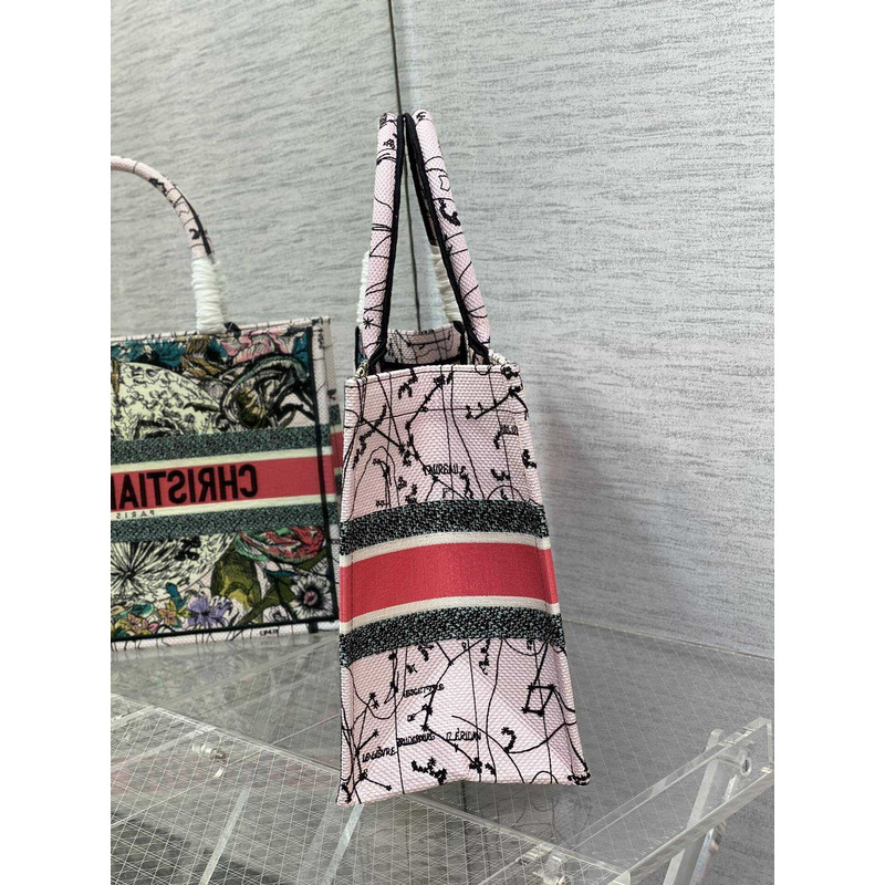 D*or canvas embroidered medium zodiac book tote latte multicolor