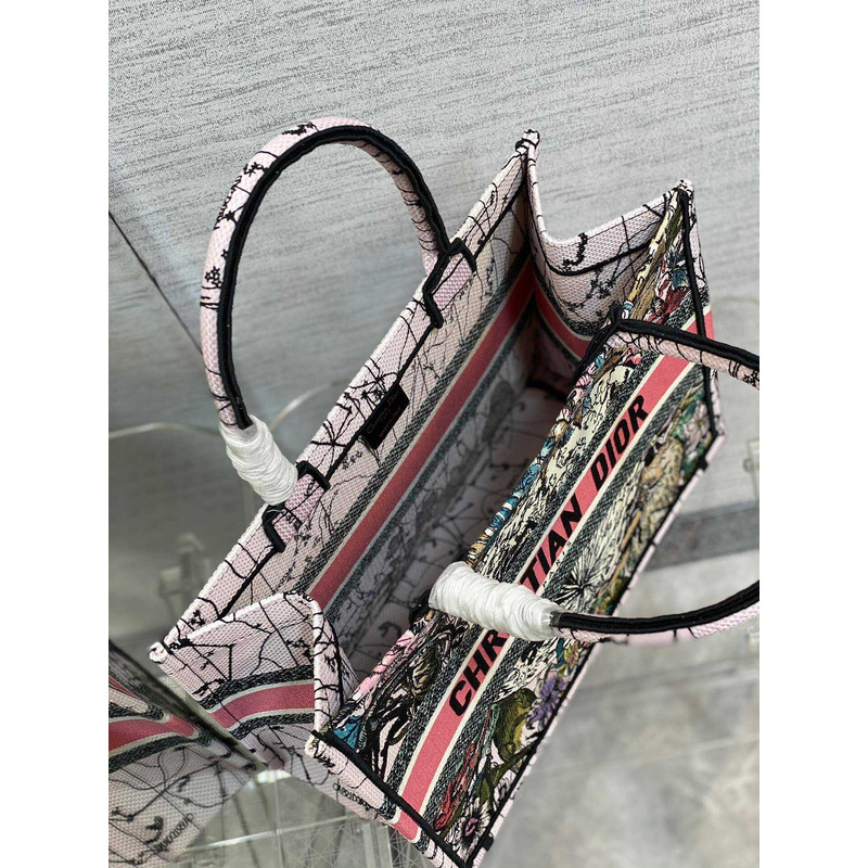 D*or canvas embroidered medium zodiac book tote latte multicolor