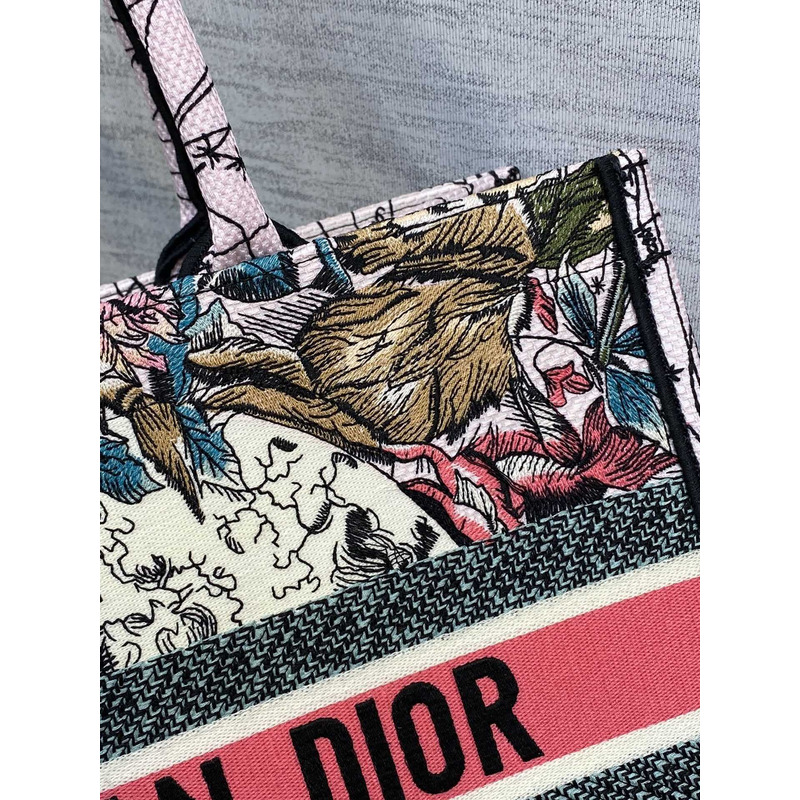 D*or canvas embroidered medium zodiac book tote latte multicolor