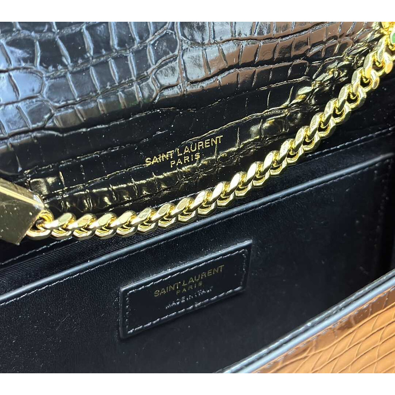 Saint Laurent Small Kate Crocodile-Embossed Leather Shoulder Bag With Tassel