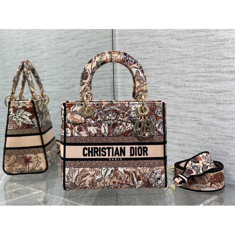 D*or medium lady d-lite bag ecru D*or jardin d\