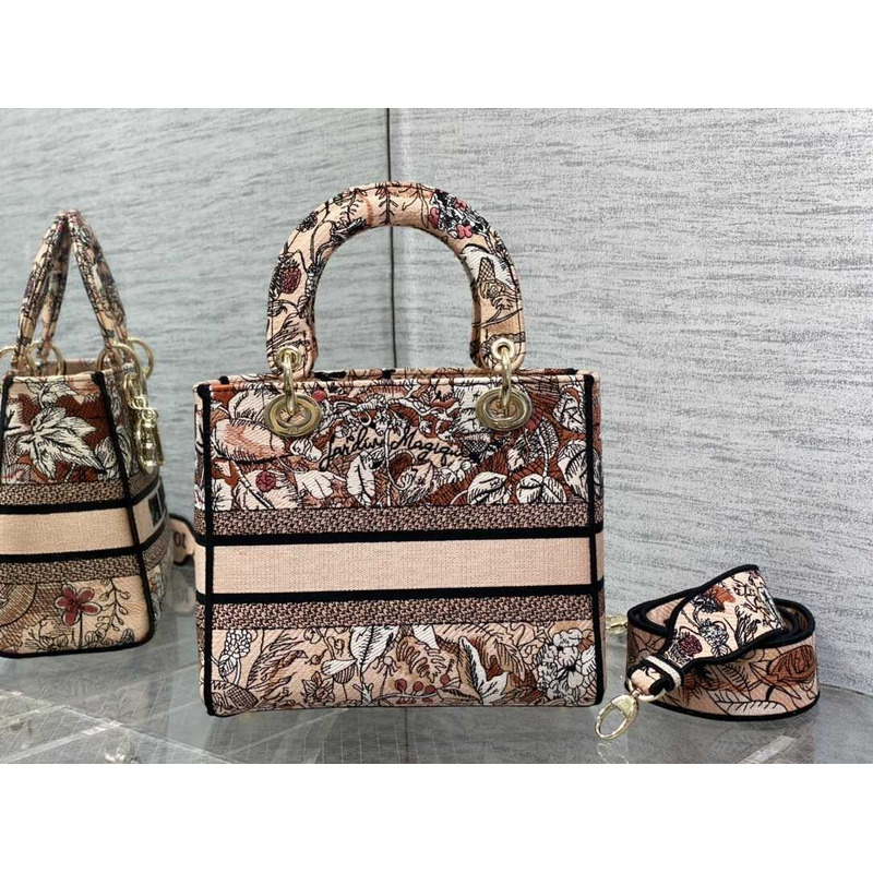 D*or medium lady d-lite bag ecru D*or jardin d\