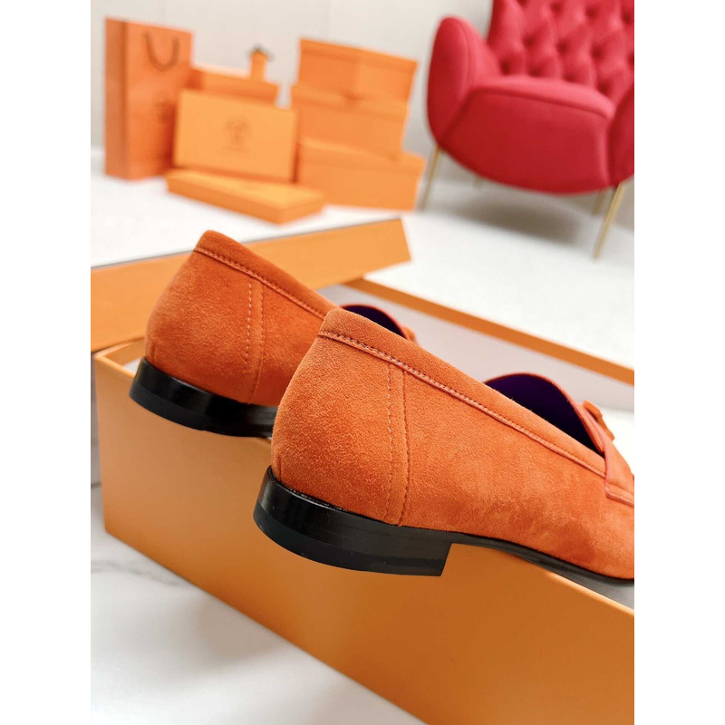 H**mes paris loafers in dark orange velvet