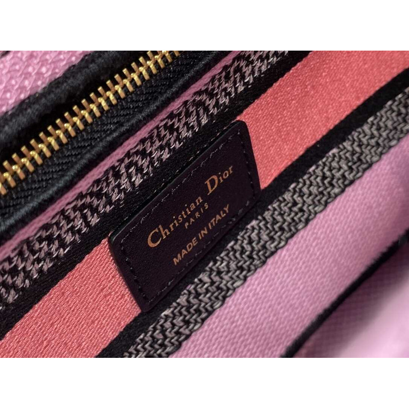 D*or medium lady d-lite bag pink multicolor toile de jouy voyage embroidery