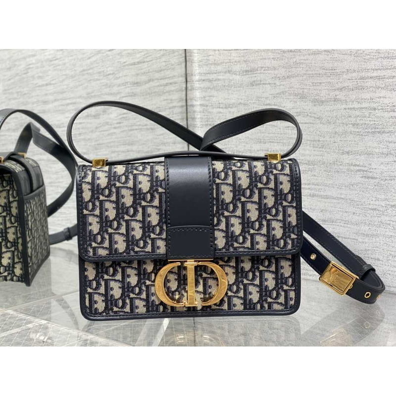 D*or 30 montaigne square bag blue D*or oblique jacquard