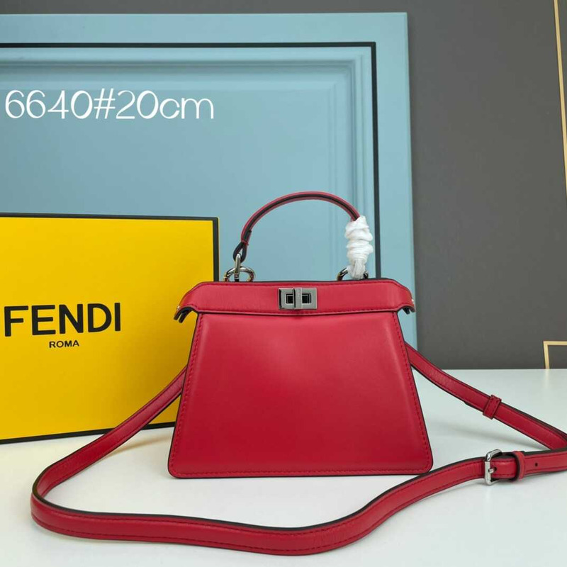 F**di peekaboo mini bag leather pouch red