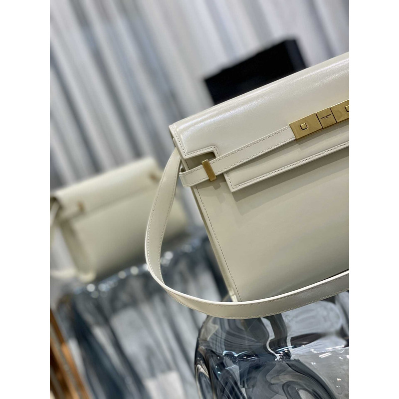 Saint Laurent  Manhattan Leather Shoulder Bag White