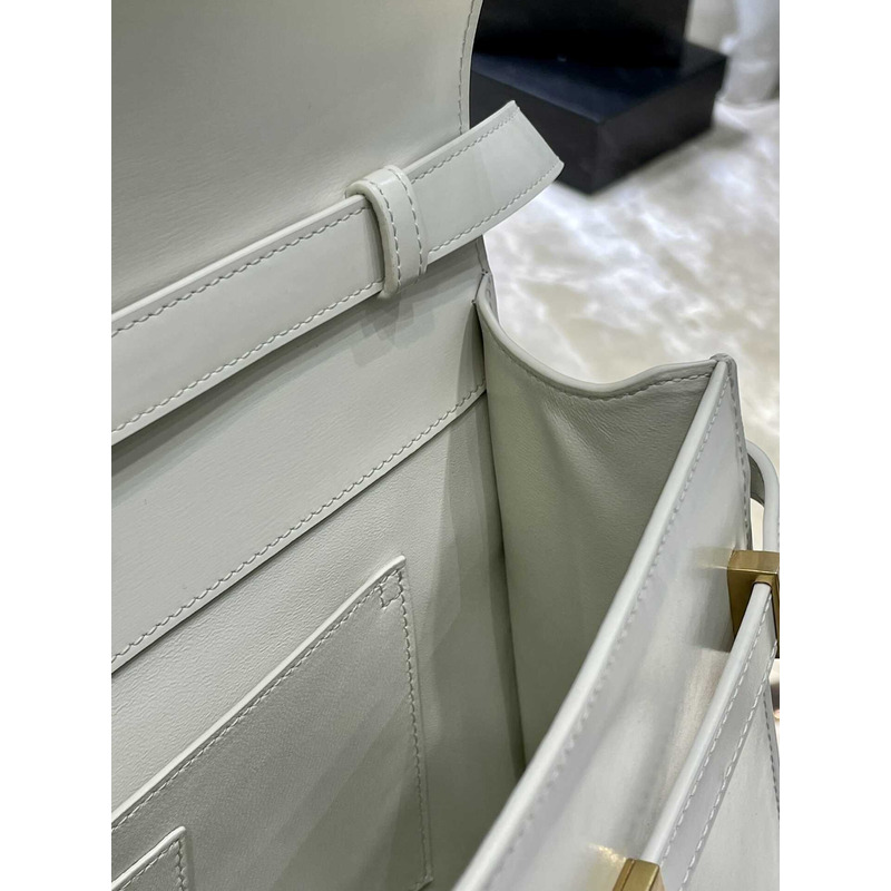 Saint Laurent  Manhattan Leather Shoulder Bag White