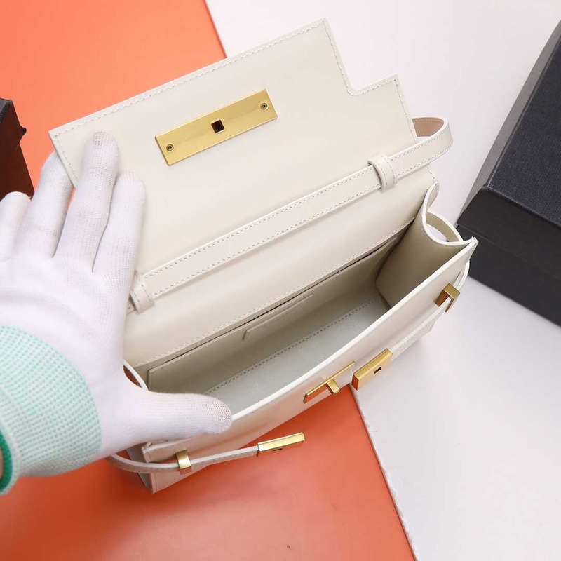 Saint Laurent  Manhattan Leather Shoulder Bag White