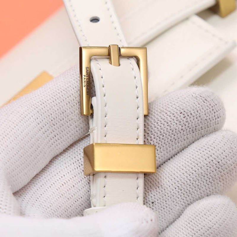 Saint Laurent  Manhattan Leather Shoulder Bag White