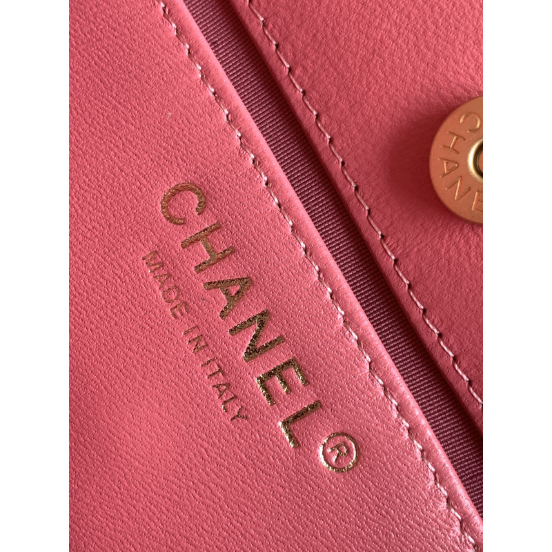 Ch*el small hobo bag velvet&gold tone metal pink