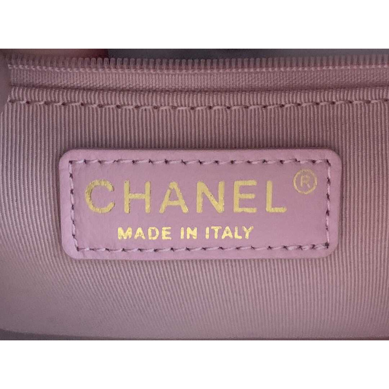 Ch*el bowling bag leather pink