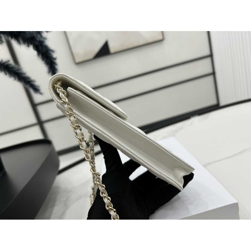 Ch*el phone holder with chain white