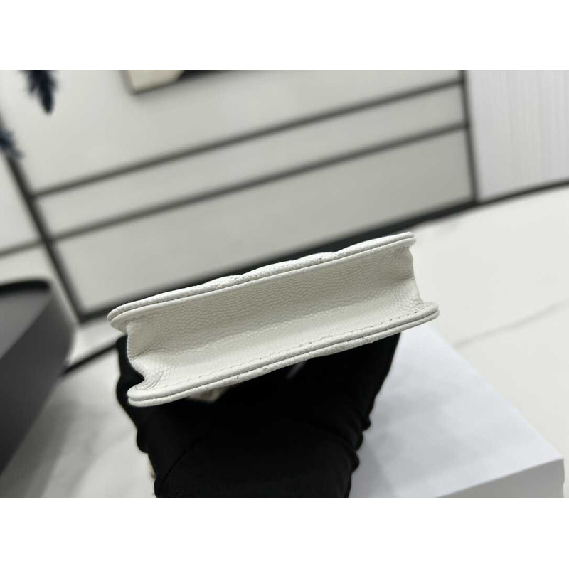 Ch*el phone holder with chain white