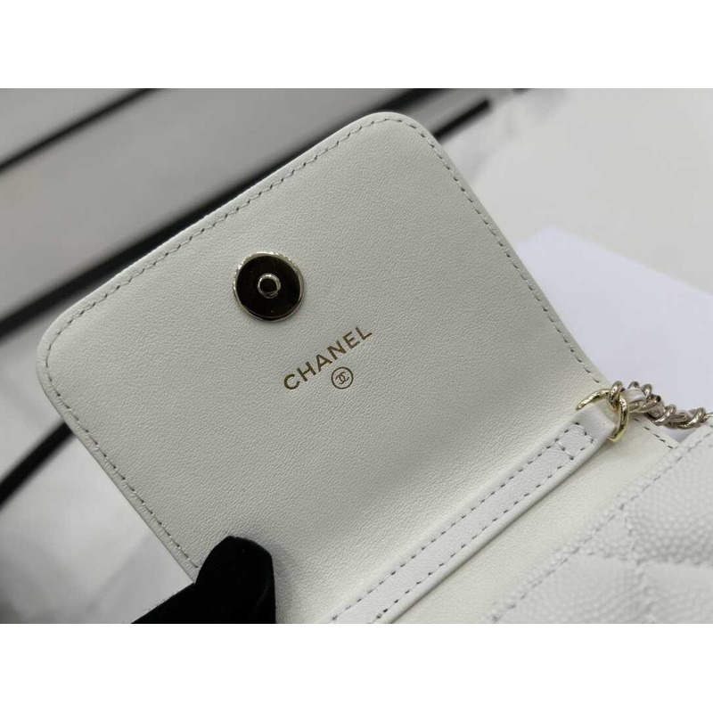 Ch*el phone holder with chain white