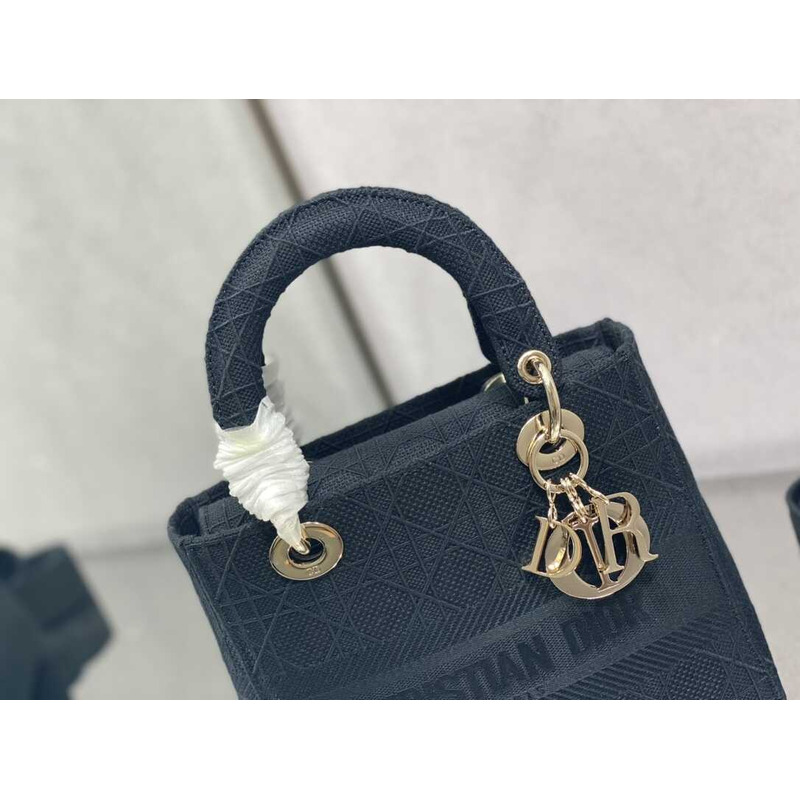 D*or medium lady d-lite bag embroidery black