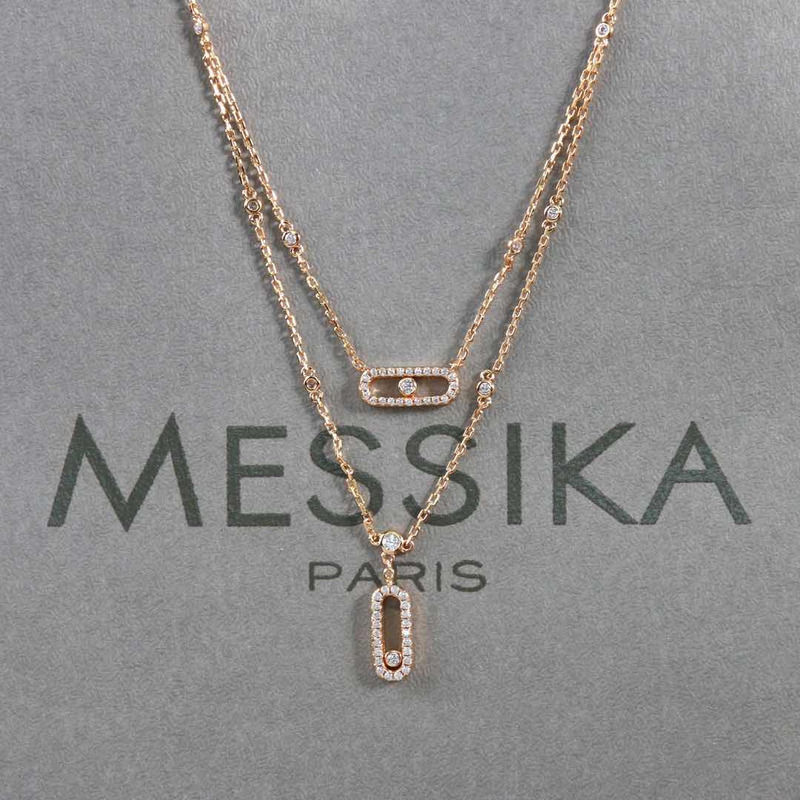 messika gold Di*m*nd necklace move uno double circle necklace