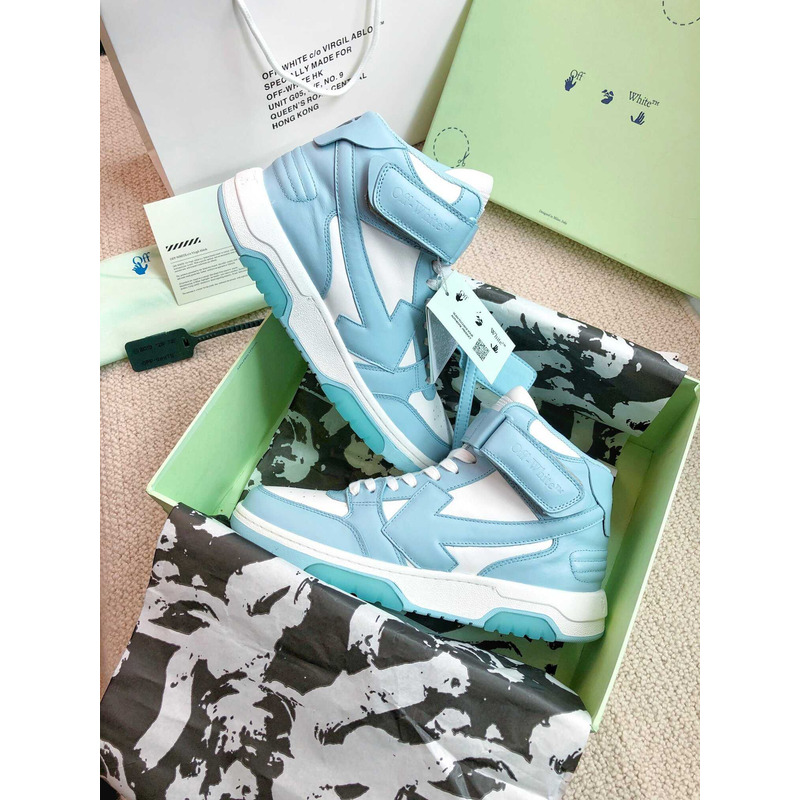 Off White Ooo Sartorial Stitching Mid-top Sneakers Blue