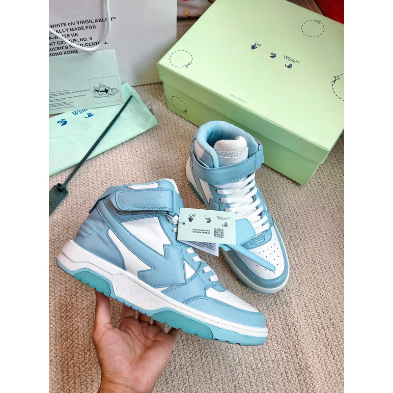 Off White Ooo Sartorial Stitching Mid-top Sneakers Blue