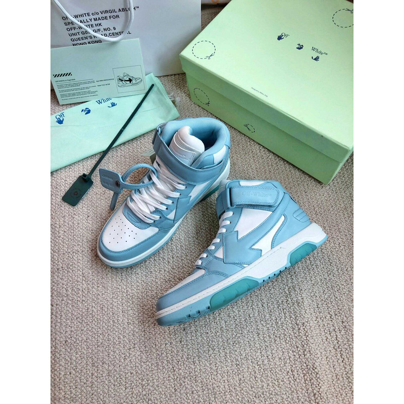 Off White Ooo Sartorial Stitching Mid-top Sneakers Blue