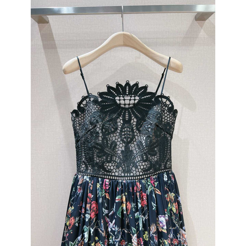 D*or lace and flower dress black