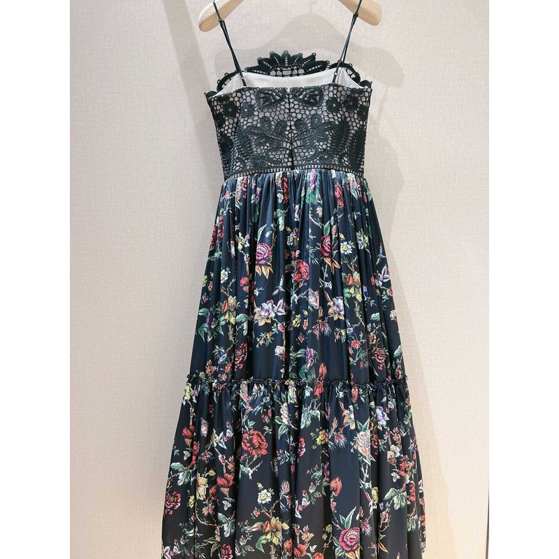 D*or lace and flower dress black