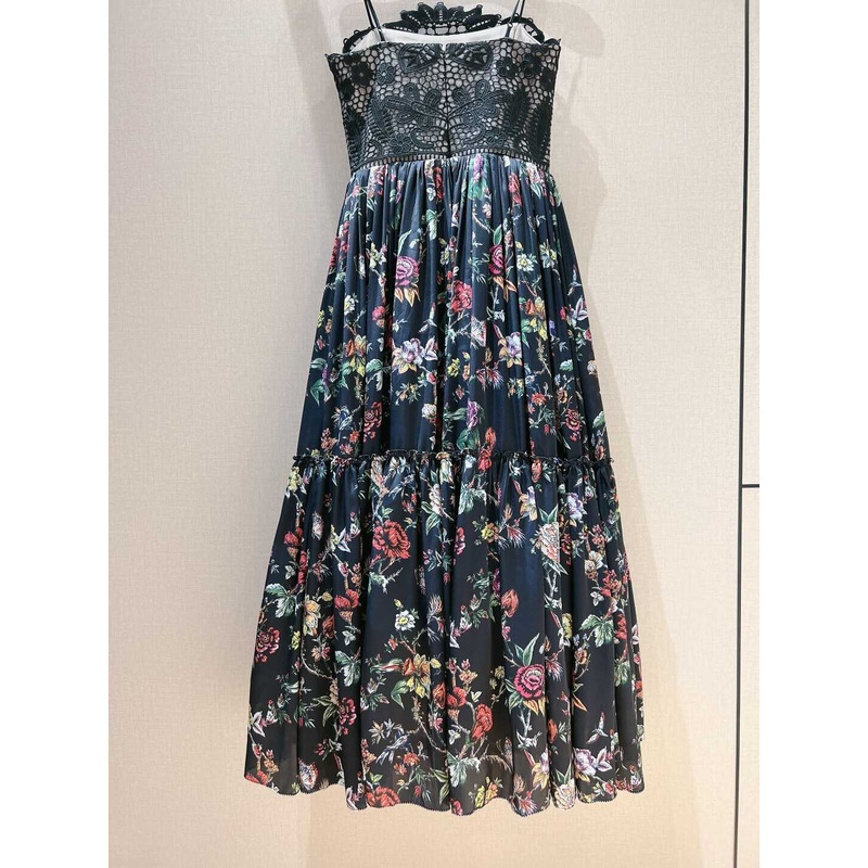 D*or lace and flower dress black